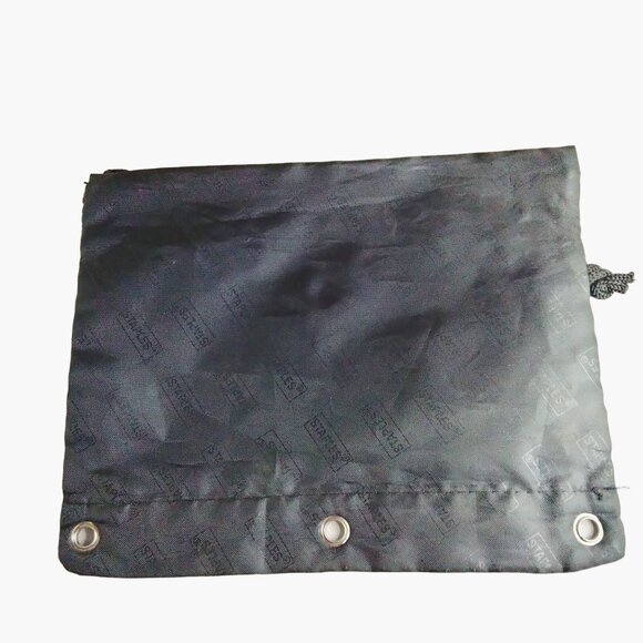 Staples Pencil Case Black Nylon Zippered Utility Pouch 2 Compartment Grommets - Picture 4 of 5